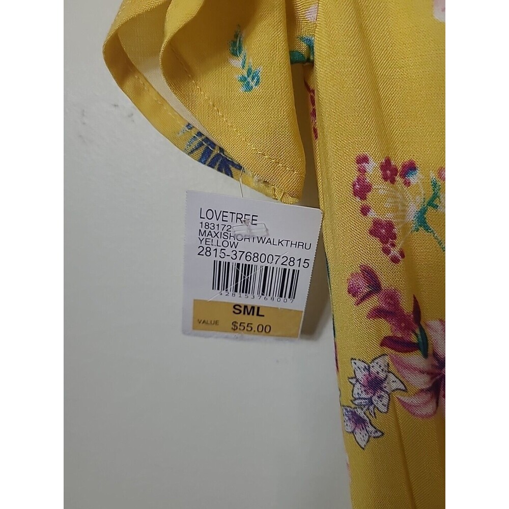 Love Tree Yellow Floral V Neck Dress Romper Size Small With Tags - Picture 4 of 9